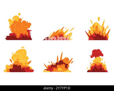Explosive Comic-Bombe nukleare Detonation Explosions-Szene-Set Comic-Material-Design-Set-Kollektion Stock Vektor