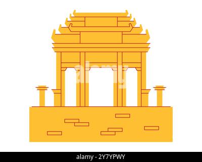 China Tempel Schrein heiliger Ort Religionsreise buddhistische chinesische Architektur Konzept Design Set Symbol Stock Vektor