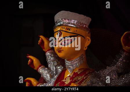 Dekoriertes Idol der hinduistischen Göttin Durga. Stockfoto