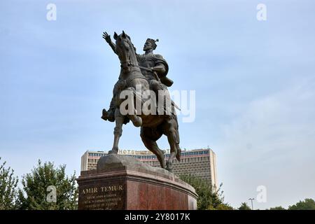 Statue von Amir Timur (Tamerlane, 1336-1405). Er war der Gründer des Timurid Empire in Zentralasien und wurde zum ersten Herrscher im timurid Dynasten Stockfoto