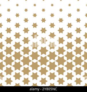 Moderne, stilvolle Textur mit Sternen. Vektormuster. Sich wiederholende geometrische Kacheln. Goldene und weiße Ornamente. Grafisches, modernes Muster. Stock Vektor