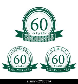 Logokollektion zum 60-jährigen Jubiläum. Set mit Logotypvorlage zum 60. Jahrestag. Vektor und Illustration. Stock Vektor