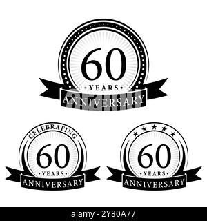 Logokollektion zum 60-jährigen Jubiläum. Set mit Logotypvorlage zum 60. Jahrestag. Vektor und Illustration. Stock Vektor