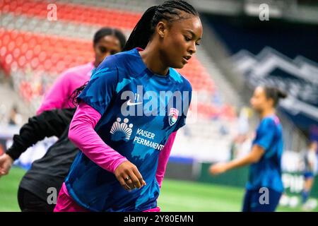 Vancouver, Kanada. Oktober 2024. Vancouver, British Columbia, Kanada, 1. Oktober 2024: Jaedyn Shaw (11 San Diego Wave) wärmt sich vor dem Gruppenspiel des CONCACACAF W Champions Cup zwischen Vancouver Whitecaps FC Girls Elite und San Diego Wave im BC Place Stadium in Vancouver, British Columbia, Kanada auf (NUR REDAKTIONELLE VERWENDUNG). (Amy Elle/SPP) Credit: SPP Sport Press Photo. /Alamy Live News Stockfoto