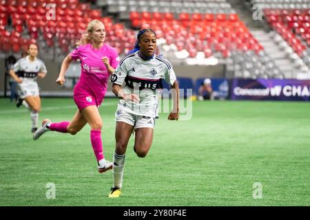 Vancouver, Kanada. Oktober 2024. Vancouver, British Columbia, Kanada, 1. Oktober 2024: Jaime Perrault (8 Vancouver Whitecaps FC Girls Elite) in Aktion während des Gruppenspiels des CONCACAF W Champions Cup zwischen Vancouver Whitecaps FC Girls Elite und San Diego Wave im BC Place Stadium in Vancouver, British Columbia, Kanada (NUR REDAKTIONELLE VERWENDUNG). (Amy Elle/SPP) Credit: SPP Sport Press Photo. /Alamy Live News Stockfoto