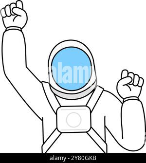 Astronaut springt mit unbeschwerter Freude, Vektor-Illustration Stock Vektor