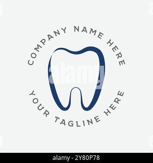 Linie der Zahnabzeichen Emblem Label für Zahnarzt Arzt Klinik Logo Illustration Design Vektor Stock Vektor