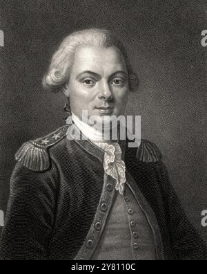 Porträt von Jean Francois de Galaup, Comte de La Perouse (1741-1788) historische Gravur Stockfoto