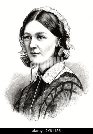 Porträt der Florence Nightingale (1820-1910) Englische Krankenschwester und Statistikerin - historische Gravur Stockfoto