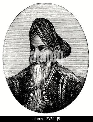 Porträt von Dost Mohammad Khan (1793–1863) historische Gravur Stockfoto