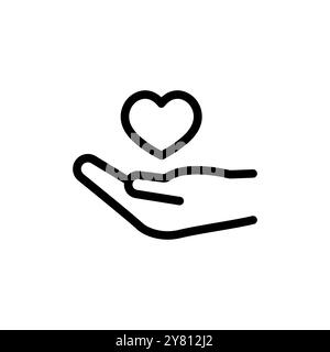 Hand Giving Love Symbol. Healthcare Hand hält Herzform, Vektor-Symbol. Wohltätigkeits- und Spendensymbol, Logo-Illustration. Stock Vektor