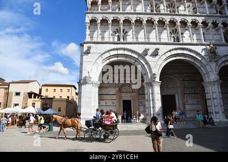 Lucca, Italien. September 2024. Der Dom San Martino, im alten Zentrum des italienischen Dorfes Lucca in der Toskana. Hochwertige Fotos Stockfoto