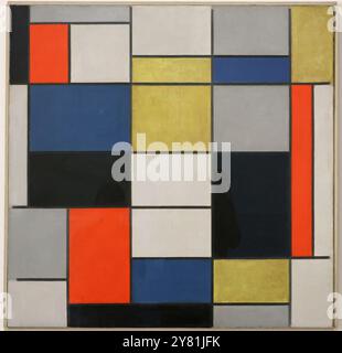 Piet Mondrian, große Komposition A mit Schwarz Rot Grau Gelb und Blau, Gemälde in der National Gallery of Modern and Contemporary Art, Rom, Italien Stockfoto