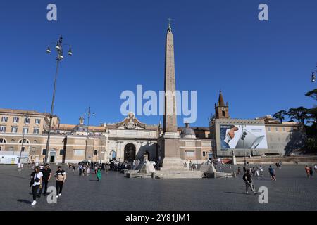 Flaminio Obelisk, Piazza del Popolo, Rom, Italien Stockfoto