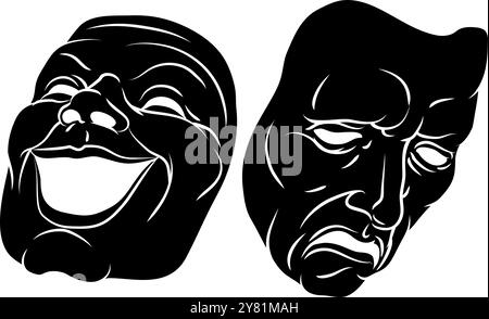 Theater Oder Theater Drama Komödie Und Tragödie Masken Stock Vektor
