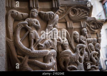 Hinteres Portal des Kreuzgangs, Kloster San Pedro el Viejo, Huesca, Aragon Gemeinde, Spanien Stockfoto