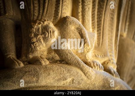 Massaker an den Unschuldigen, romanische Hauptstadt, Kloster San Pedro el Viejo, Huesca, Aragon Gemeinde, Spanien Stockfoto