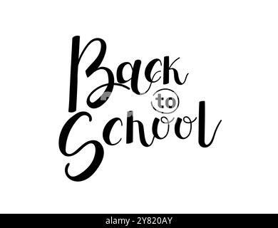 Textnachricht zurück zur Schule. Schwarze Schriftart. Handgezeichneter Schriftstil, Kalligraphie. Bereit für Grußkarten-Design. Vektorillustration isoliert auf weiß Stock Vektor