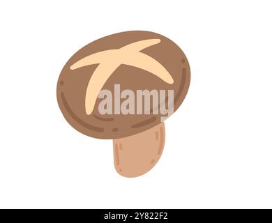 Shiitake-Pilz. Geeignet für asiatische Küche, gesunde Ernährung und kulinarische Designs. Vektorillustration isoliert auf weißem Hintergrund. Stock Vektor