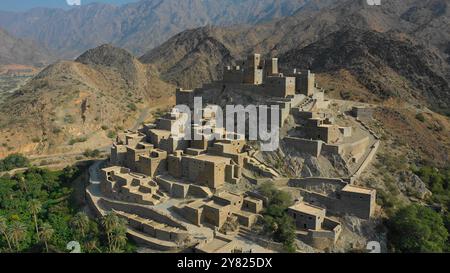 Dhee Ayn Marmor Dorf, Al-Bahah region, Al Mukhwah, Saudi-Arabien Stockfoto