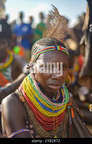 Eine Karimojong-Frau in Kotido, Karamoja Uganda Stockfoto