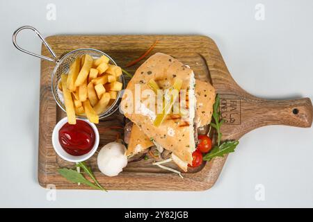 Das Beste Gegrillte Steak Sandwich. Draufsicht Stockfoto
