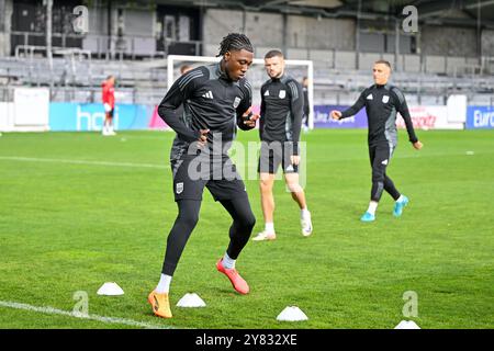 Pasching, Österreich. Oktober 2024. PASCHING, ÖSTERREICH -2. OKTOBER: Alexis Tibidi von LASK im Abschlusstraining LASK zur UEFA Conference League MD1 voestalpine Stadion am 2. Oktober 2024 in Pasching, Österreich.241002 SEPA 20 038 - 20241002 PD7642 Credit: APA-PictureDesk/Alamy Live News Stockfoto