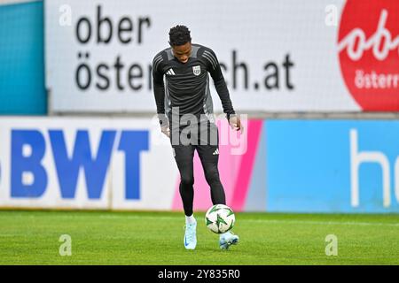 Pasching, Österreich. Oktober 2024. PASCHING, ÖSTERREICH -2. OKTOBER: Moses Usor von LASK im Abschlusstraining LASK zur UEFA Conference League MD1 voestalpine Stadion am 2. Oktober 2024 in Pasching, Österreich.241002 SEPA 20 031 - 20241002 PD7925 Credit: APA-PictureDesk/Alamy Live News Stockfoto