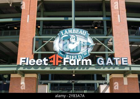 GREEN BAY, WI, USA, 23. SEPTEMBER 2024: Fleet Farm Gate am Lambeau Field. Stockfoto