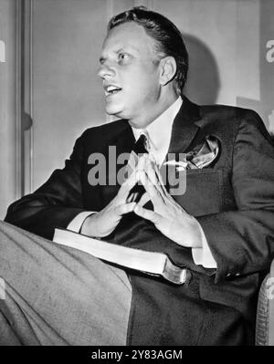 Evangelist Billy Graham in Los Angeles, Kalifornien, am 15. August 1963, einen Tag vor dem Start eines monatelangen evangelistischen Kreuzzugs, der in L.A. (USA) eröffnet wurde Stockfoto