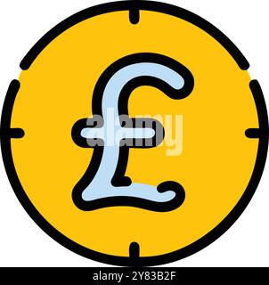 Ein einfaches. Buntes Symbol, das das britische Pfund-Symbol in einer kreisförmigen Münzform darstellt. Perfekt für Finanzanwendungen. Währungsumtauschbahnen Stock Vektor