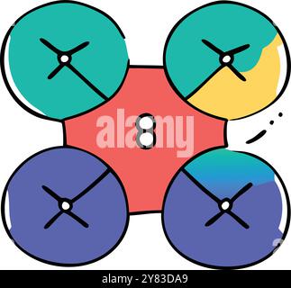 Eine farbenfrohe und verspielte Illustration einer Drohne. Perfekt für die Darstellung von Technologie. Innovation. Und Spaß. Stock Vektor