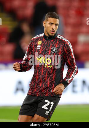 Sheffield, Großbritannien. Oktober 2024. Vinícius Souza von Sheffield United während des Sky Bet Championship Matches in der Bramall Lane, Sheffield. Der Bildnachweis sollte lauten: Simon Bellis/Sportimage Credit: Sportimage Ltd/Alamy Live News Stockfoto