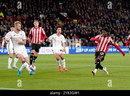 Sheffield, Großbritannien. Oktober 2024. Andre Brooks von Sheffield United während des Sky Bet Championship Matches in der Bramall Lane, Sheffield. Der Bildnachweis sollte lauten: Andrew Yates/Sportimage Credit: Sportimage Ltd/Alamy Live News Stockfoto