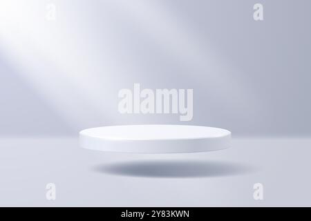 Leeres Podium oder Podest, das im Raum schweben kann, eine runde Plattform oder ein Standplatz im minimalistischen Stil. Vektor-3D-Illustration. Stock Vektor