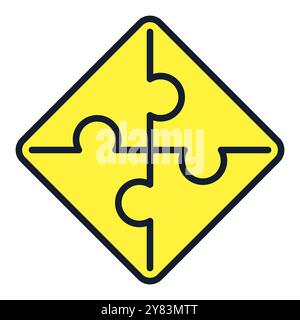 Gelbes Puzzle einfaches Vektorkonzept farbiges Symbol oder Symbol Stock Vektor
