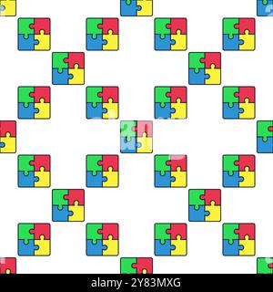 Vier verbundene Puzzle farbige Stücke Vektorkonzept modernes nahtloses Muster Stock Vektor