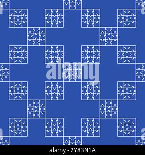 Quadratische Puzzle Vektor Puzzles Konzept dünne Linie nahtlose Muster Stock Vektor