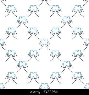 Puzzle in den Händen Vektor Konzept farbiges nahtloses Muster Stock Vektor