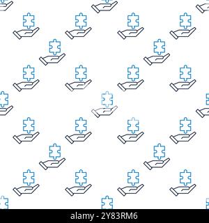 Puzzleteil auf Hand Vektor Puzzles Konzept dünne Linie nahtlose Muster Stock Vektor