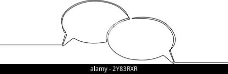 Kontinuierliche einzeilige Zeichnung von zwei Sprechblasen, Konversationssymbol Linie Vektor-Illustration Stock Vektor