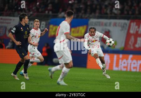 Red Bull Arena, Leipzig, Deutschland. Oktober 2024. Xavi Simons aus Leipzig während eines Champions League Group Phase 2 Spiels, RB Leipzig gegen Juventus, in der Red Bull Arena in Leipzig. Ulrik Pedersen/CSM/Alamy Live News Stockfoto