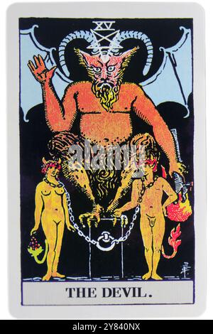Tarotkarte - der Teufel - Studio eingerichtet. Stockfoto