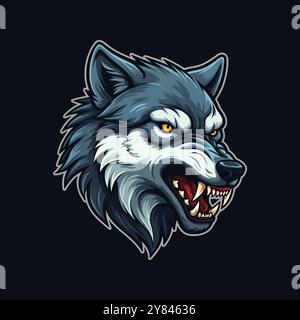 Eine Illustration im Esport-Stil mit einem wütenden Wolfskopf-Logo Stock Vektor