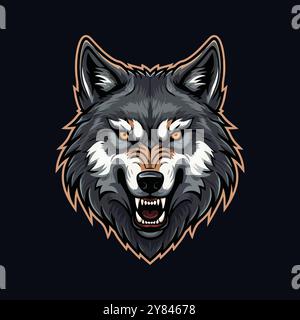 Eine Illustration im Esport-Stil mit einem wütenden Wolfskopf-Logo Stock Vektor
