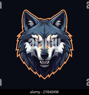 Eine Illustration im Esport-Stil mit einem wütenden Wolfskopf-Logo Stock Vektor