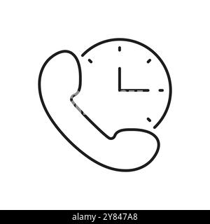 Symbol für Kommunikationsunterstützung mit Uhr und Telefon. Symbol Für Den Kundenservice. Bearbeitbare Kontur. Abbildung Des Isolierten Vektors Stock Vektor
