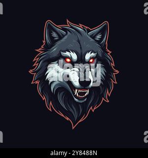 Eine Illustration im Esport-Stil mit einem wütenden Wolfskopf-Logo Stock Vektor