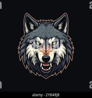 Eine Illustration im Esport-Stil mit einem wütenden Wolfskopf-Logo Stock Vektor