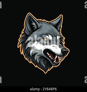 Eine Illustration im Esport-Stil mit einem wütenden Wolfskopf-Logo Stock Vektor